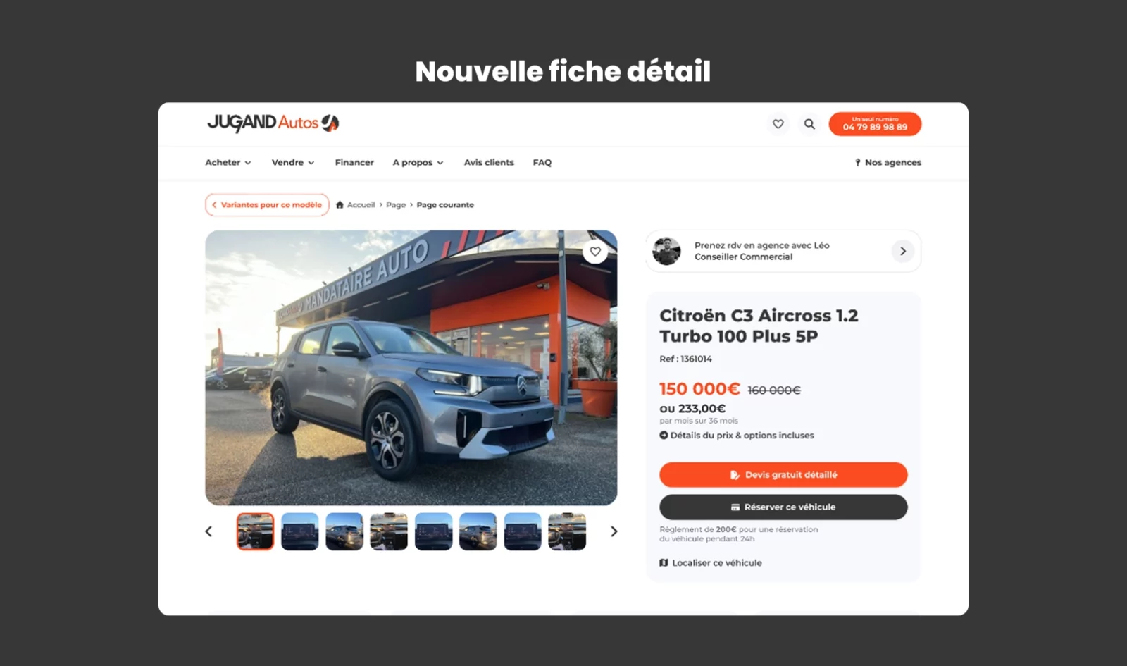 Refonte UX fiche détails Jugand Autos